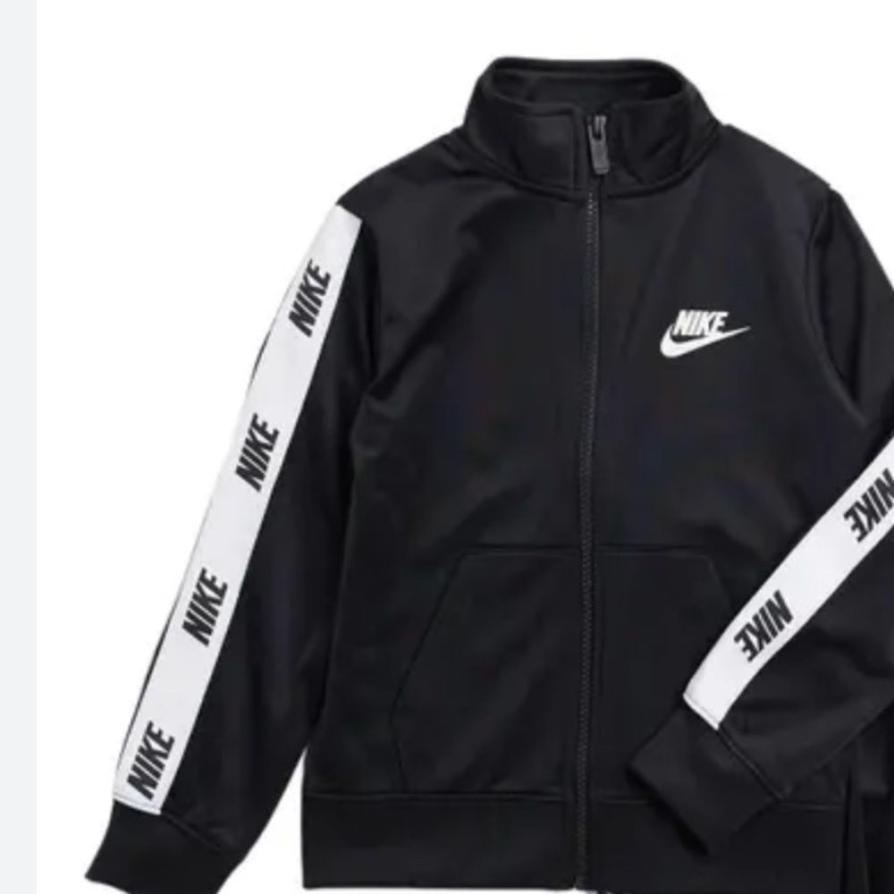 Nike Black Track Jacket with White Stripe Accents
